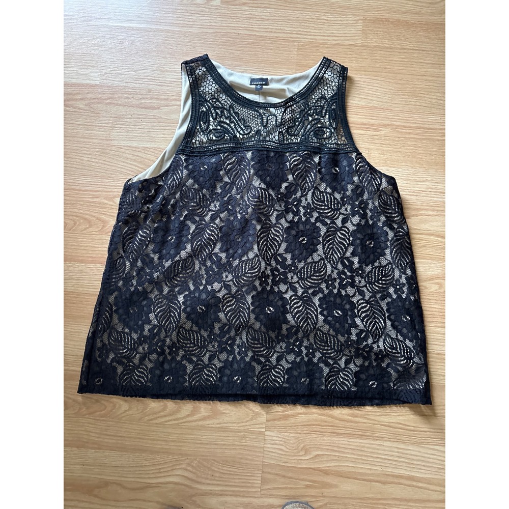 Torrid Black Lace Tank Top Womens 2X Floral Overlay Lined Sleeveless